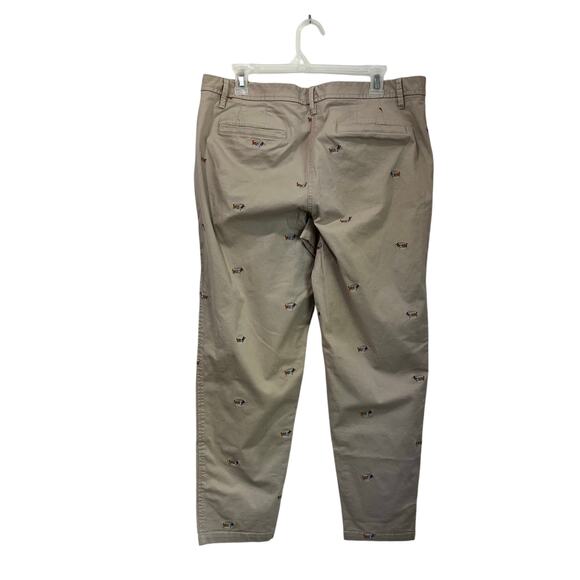 Talbots Beige Chino Pants Dachshund Embroidered Size 14 Cotton Blend Preppy - Picture 3 of 12